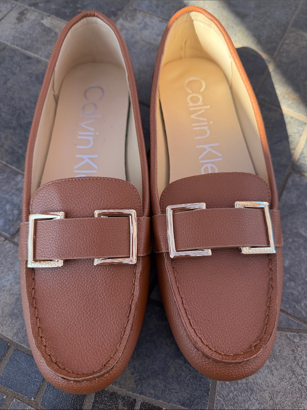 Calvin Klein Brown Leather Loafers for Women